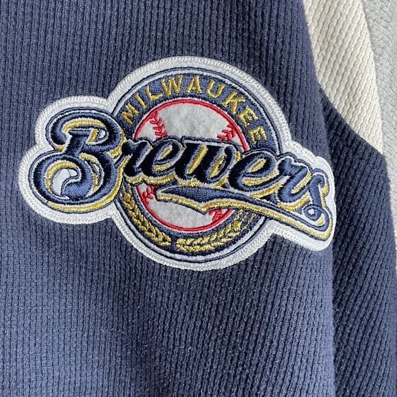 Genuine Merchandise Milwaukee Brewers Embroidered Waffle Knit Raglan Tee Medium - Picture 3 of 15